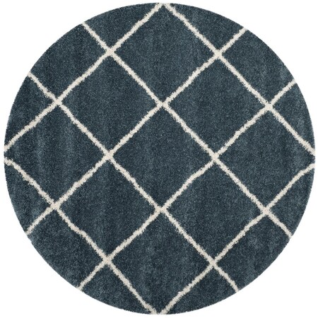 Safavieh 11 x 11 ft. Hudson Shag Power Loomed Round Area Rug; Slate Blue & Ivory SGH281L-11R